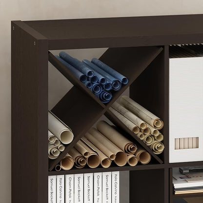 Furinno Cubicle Cube Insert, X-Shelf Cube Organizer, Fits into Extra Thick Cubes, for Organizers and Storage, Dark Oak (Does not fit IKEA Kallax Shelving)