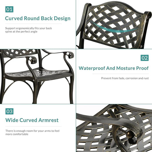 MEETWARM 9-Piece Outdoor Patio Dining Set, 8 Outdoor Dining Chairs and 1 Oval Table with 2" Umbrella Hole, All Weather Cast Aluminum Patio Funiture Set for Backyard, Garden, Patio