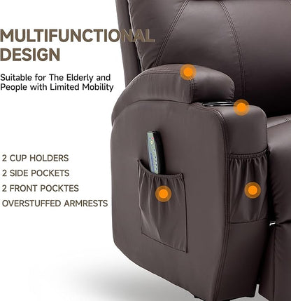 Recliner Chair, Rocker Recliner Chair with Massage and Heat, Manual Recliner Chairs for Adults, 360° Swivel Rocker Recliner with Remote Control and Cup Holder for Living Room, Nursery