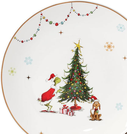 Lenox 895052 Merry Grinchmas Dinner Plates, Set Of 4, Green, 10.75', Christmas Drinkware, Holiday Hosting