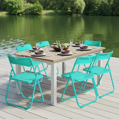 Karl home 10 Pcs Folding Chair, 300LBS Lightweight Foldable Plastic Chair, Reinforced Metal Frame Easy to Fold & Store for Indoor & Outdoor, Wedding, Party, Meeting Room, Patio and Garden, Mint Green