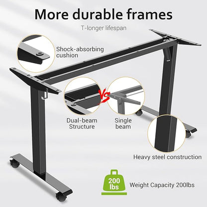 farexon Electric Standing Desk Adjustable Height, 70.8 x 27.5 Inch Sit Stand up Desk with Large Mouse Pad, Double Metal Hook,4 Wheels,4 Memory Preset Heights Home Office Computer Desk,Black