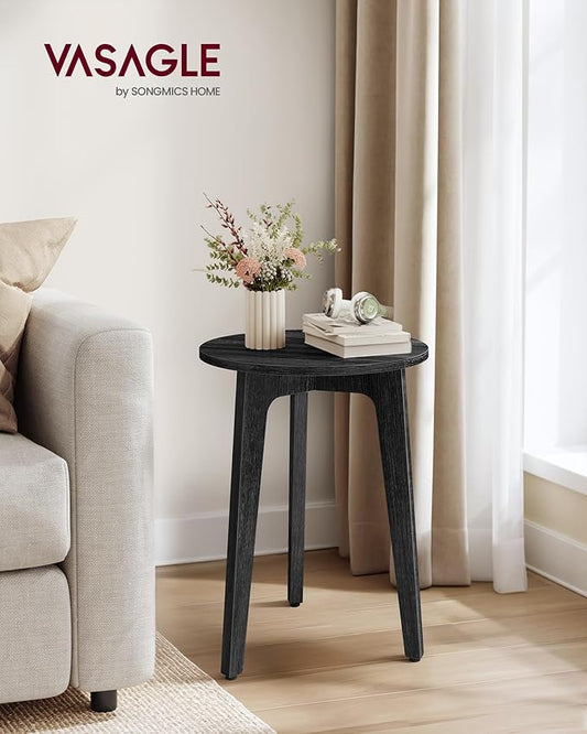 VASAGLE MAEZO Collection - Small Side Table, Round End Table, Nightstand with Tapered Legs, Curved Transitions, for Small Spaces, Living Room, Bedroom, Charcoal Gray ULET237BA01S