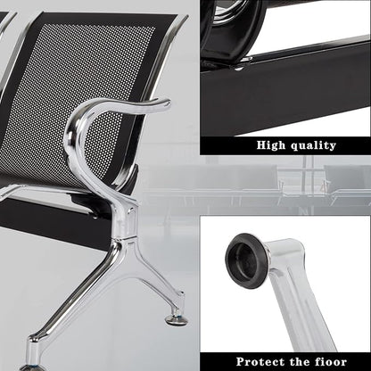 Kinsuite Waiting Room Chair - 3-Seat Airport Reception Lobby Office Bench, Black