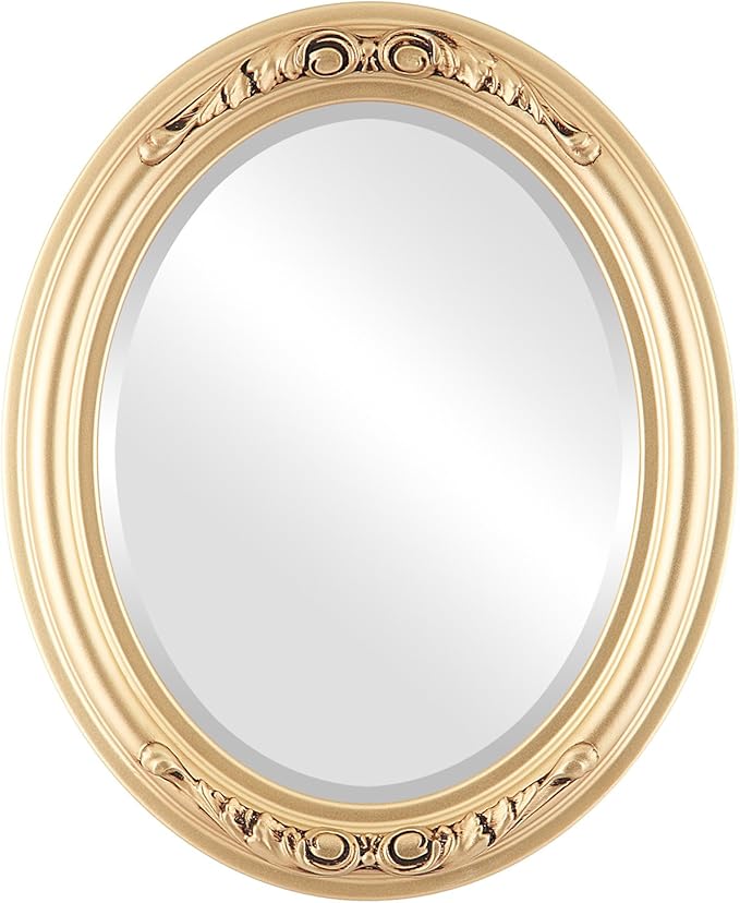 OVALCREST Oval Beveled Wall Mirror for Home Decor - Florence Style - Gold Spray - 34" x 24"