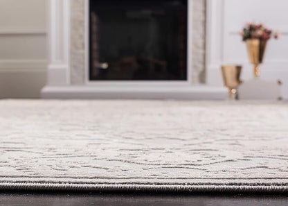SAFAVIEH Reflection Collection Accent Rug - 2'3" x 4', Light Grey & Cream, , Non-Shedding & Easy Cleaning, Ideal for Foyer, Living Room, Bedroom (RFT665C)