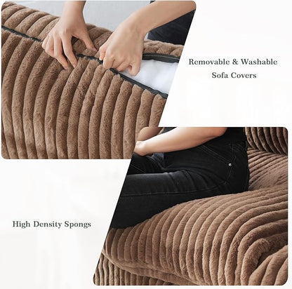 Modular Sectional Sofa, 157.48" Oversized Cloud Couch, 4 Deep Seat Comfy Modular for Living Room, Plush Cushion Covers Removable, Brown
