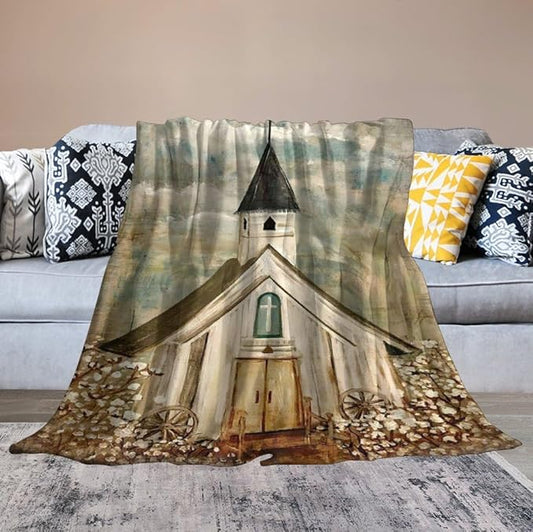 Christian Church Blanket Religious Gifts for Women Men Christian Throw Blanket for Kids Adults Soft Warm Cozy Fleece Blanket for Couch Sofa Bed 50"x60"
