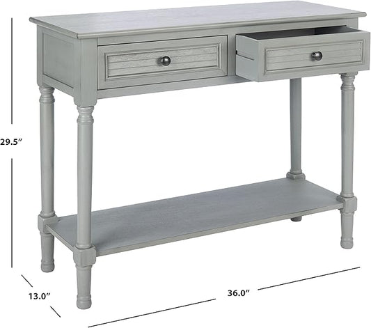SAFAVIEH Home Collection Tate Distressed Grey 2-Drawer Bottom Shelf Console Table CNS5720C