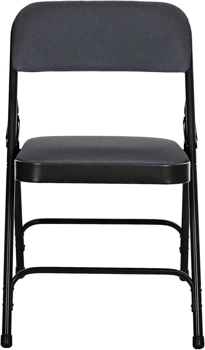 OEF Furnishings OEF2200 Series Heavy-Duty Premium Fabric Padded Upholstery Double-Hinged Folding Chairs (4-Pack, Classic Black)