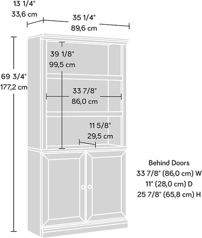 Sauder Select Book Shelf, Bookshelf with Storage, Library Bookcase with Doors and Adjustable Shelves, in Grand Walnut