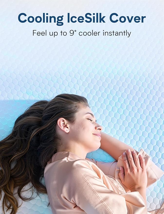 California King Mattress Firm, 14 Inch Cooling Gel Memory Foam Mattress, Back Pain Relief, Cooling Ice Silk Cover, Bed Mattress in Box, CertiPUR-US Certified