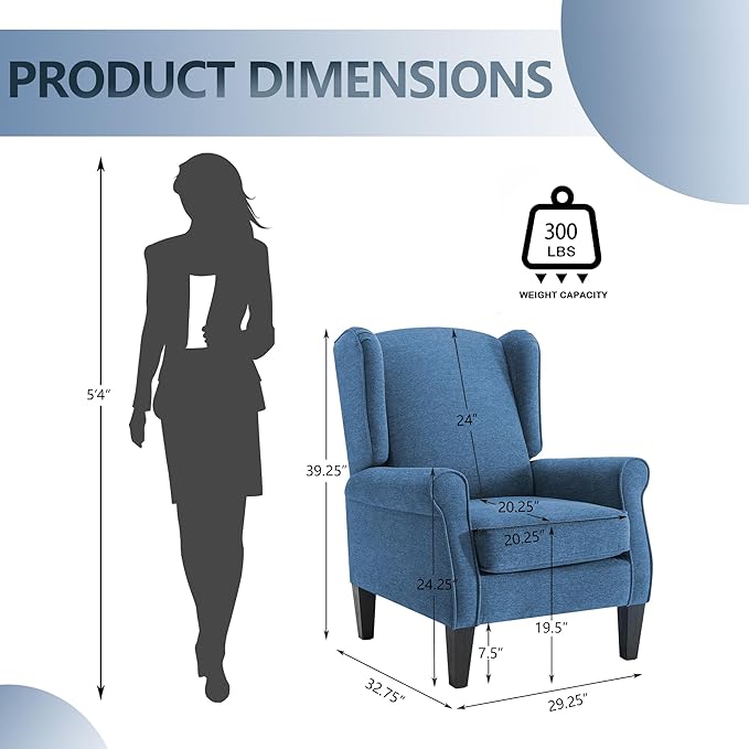 Accent Chair Set of 4, Modern Living Room Chairs with Wingback, Comfy Upholstered High Back Single Sofa for Bedroom, Mid-Century Reading Armchair Sillas para Sala