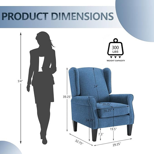 Accent Chair Set of 4, Modern Living Room Chairs with Wingback, Comfy Upholstered High Back Single Sofa for Bedroom, Mid-Century Reading Armchair Sillas para Sala