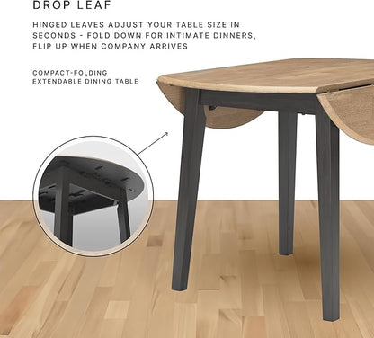 Signature Design by Ashley Gesthaven Farmhouse Dining Drop Leaf Table with 4 Legs, Light Brown & White