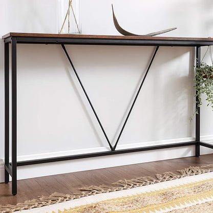VASAGLE Console Sofa Table, Narrow Entryway Table, for Living Room, Bedroom, Easy Assembly, Rustic Brown and Ink Black ULNT020B01