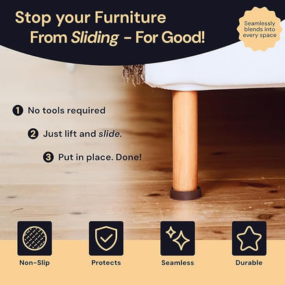 CasterMaster Chair Leg Floor Protectors & Furniture Sliders - 2 in x 2 in Round Brown Set of 4 - Non Slip Furniture Pads for Hardwood Floors & Noise Reduction