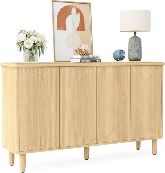 Tribesigns Buffet Cabinet Sideboard with Storage, Large Storage Cabinet Sideboard Buffet Table with Doors for Living Room Kitchen Dining Room (Light Brown)