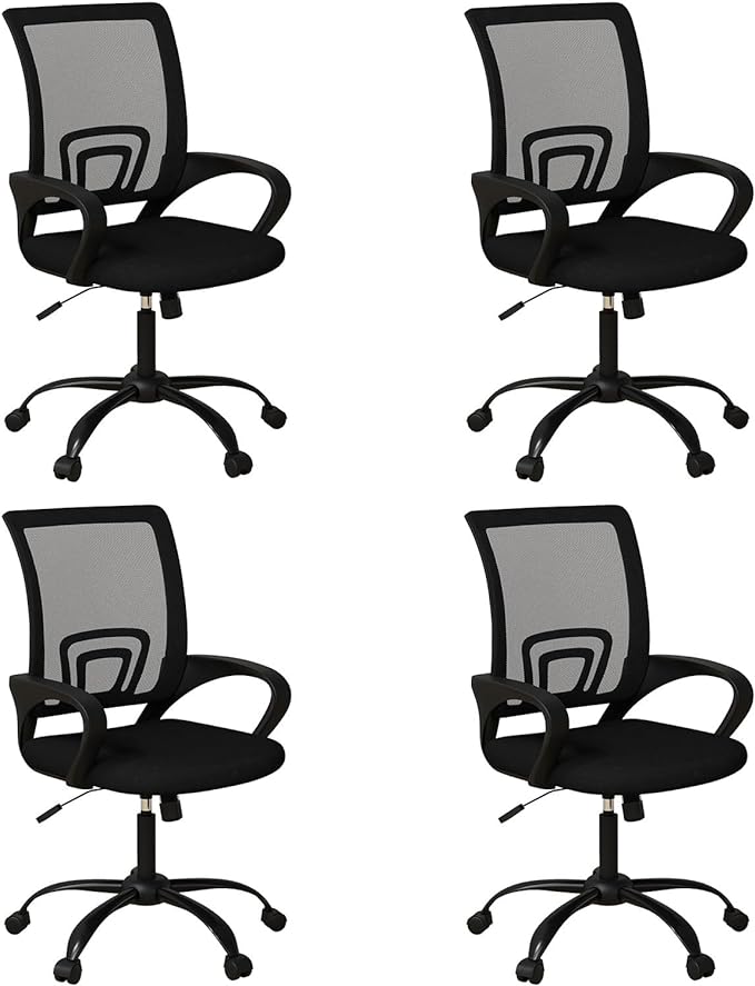 Bonzy Home Ergonomic Office Chairs Set of 4, Swivel Rolling Conference Room Chair, Mesh Computer Desk Chairs with Lumbar Support and Wheel, 4 Pack