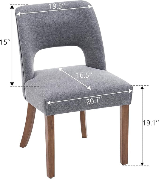 VKNOW Wooden Dining Chairs Set of 2, Modern Fabric Upholstered Dining Room Chair Kitchen Chairs, Farmhouse Dinner Chair for Kitchen Dining Room, Fabric Grey