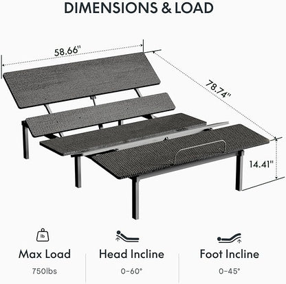 FLEXISPOT Adjustable Bed Frame Base Queen, Head and Foot Incline, Zero Gravity, One-Touch Flat, 2 Memory Settings, Wireless Remote, Flashlight, Whisper Quiet Durable Motor, Mattress Holder, S2E-PRO
