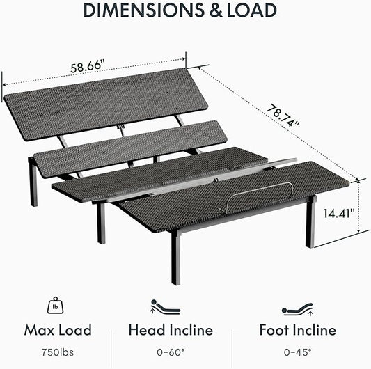 FLEXISPOT Adjustable Bed Frame Base Queen, Head and Foot Incline, Zero Gravity, One-Touch Flat, 2 Memory Settings, Wireless Remote, Flashlight, Whisper Quiet Durable Motor, Mattress Holder, S2E-PRO