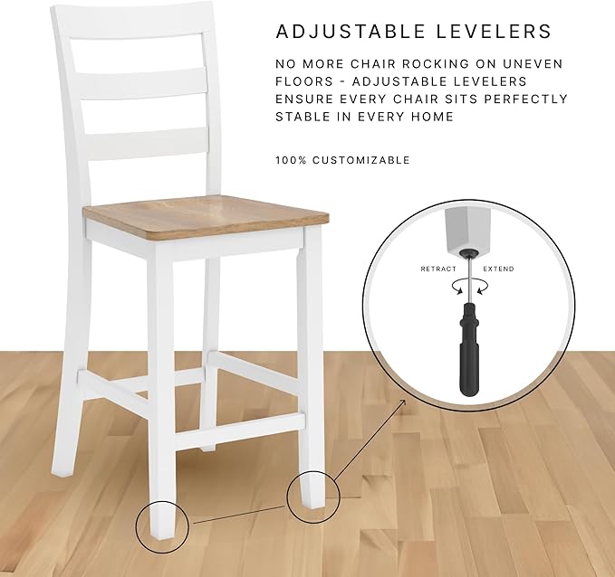 Signature Design by Ashley Robbinsdale Farmhouse Upholstered Barstool, Set of 2, X-Back, Nailhead Trim, Wood, 24.75" H, White & Light Gray