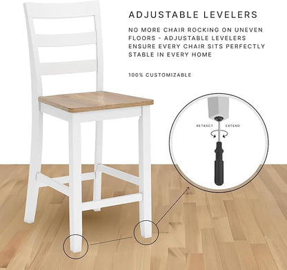 Signature Design by Ashley Robbinsdale Farmhouse Upholstered Barstool, Set of 2, X-Back, Nailhead Trim, Wood, 24.75" H, White & Light Gray