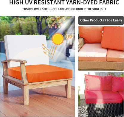Easy-Going Waterproof Patio Cushion Covers 27x25x5 inch 4 Pack Replacement Non-Slip Outdoor Seat Cushion Slipcover with Zipper. Orange