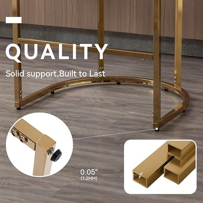 Contemporary Cream Linen Bar Stools Set of 3, 29" Upholstered Fabric Counter Height Barstools Kitchen Counter Island Stools with Screwed Together Golden Metal Base