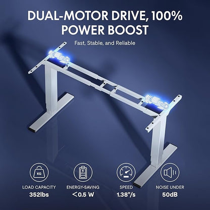 FLEXISPOT CyberX RGB LED Electric Gaming Standing Desk, 55 Inch Dual Motor 3-Stage Adjustable Desk up to 352 lbs, Large Ergonomic Computer Workstation for Gamers, Streamers & Home Studios (White)