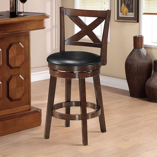 COSTWAY Bar Stools, Counter Height Dining Chair, Fabric Upholstered 360 Degree Swivel, PVC Cushioned Seat, Perfect for Dining and Living Room