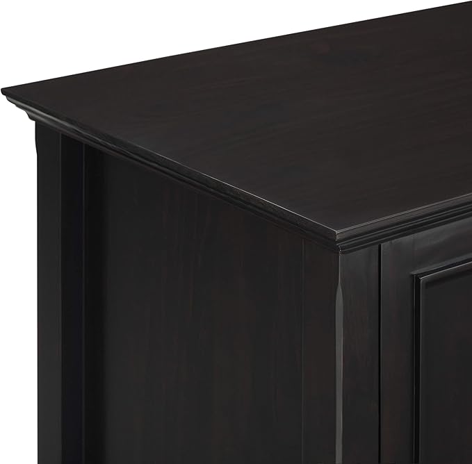SIMPLIHOME Amherst 72-inch Wide Solid Wood TV Stand in Hickory Brown, Transitional-Style Media Console for Living Room with Cable Management and Adjustable Shelves, Fits 80" TVs