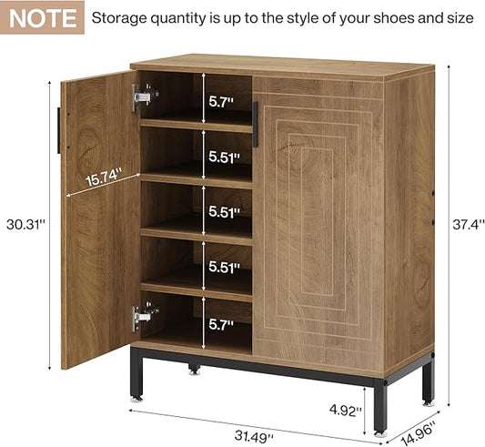Tribesigns Shoe Cabinet with Doors, 20 Pairs Entryway Shoe Storage Cabinet with Shelves, 5-Tier Modern Free Standing Shoe Racks Storage Organizer for Closet, Living Room, Bedroom (Light Brown)