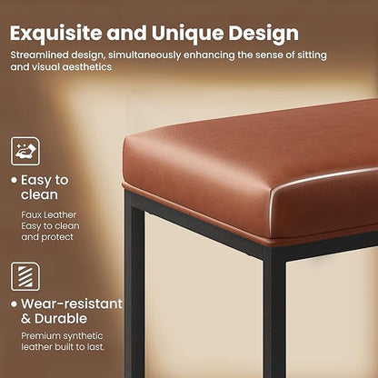 PHI VILLA Brown Bar Stools Set of 2-24 inch Counter Stools for Kitchen Island, Counter Height Bar stools
