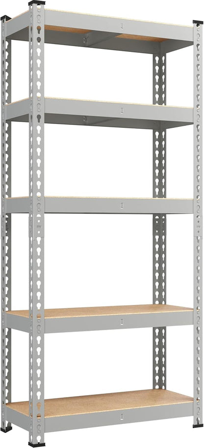 Yaheetech Storage Shelves 5 Tier Garage Shelving Heavy Duty Garage Shelves Adjustable Metal Shelving Unit Utility Rack Industrial Shelving for Warehouse Pantry Closet, 27.5"W x 12"D x 60"H, Light Gray