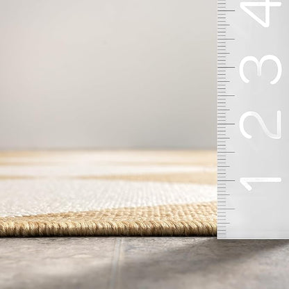 nuLOOM 8' x 10' Outdoor Performance Area Rug, Stain Resistant, Weather Resistant, High Traffic, Patio, Balcony, Outside, Sabina Tan