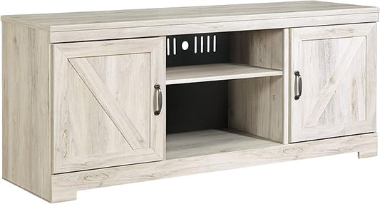 Signature Design by Ashley Bellaby Farmhouse TV Stand with Fireplace Option Fits TVs up to 60", Whitewash