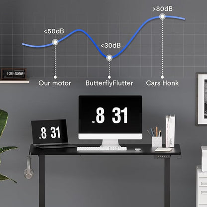 FLEXISPOT Standing Desk Electric Height Adjustable Desk with 55 x 24 Inches Splice Board, Ergonomic Memory Controller, Black Top + Black Frame
