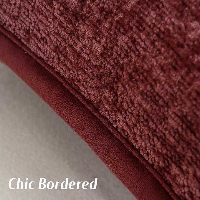 FUTEI Burgundy Chenille Throw Pillow Covers 20x20 Inch Set of 2,Soft Cozy Bound Edge Design Cushion Case,Home Decor for Couch Bed Living Room