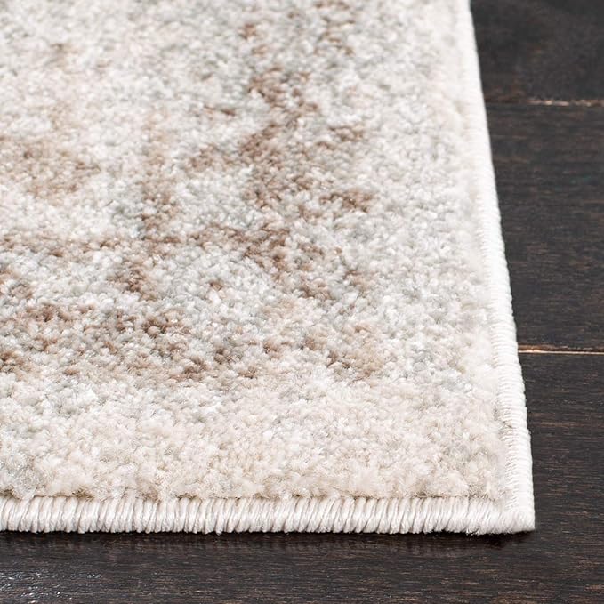 SAFAVIEH Evoke Collection Area Rug - 3' Square, Ivory & Taupe, Distressed Design, Non-Shedding & Easy to Clean, Ideal for Foyer, Bedroom, Accent Space (EVK256E)