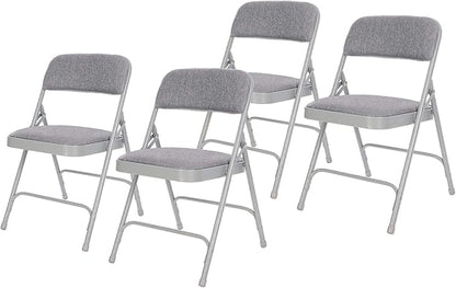 OEF Furnishings OEF2200 Series Heavy-Duty Premium Fabric Padded Upholstery Double-Hinged Folding Chairs (4-Pack, Slate Gray)