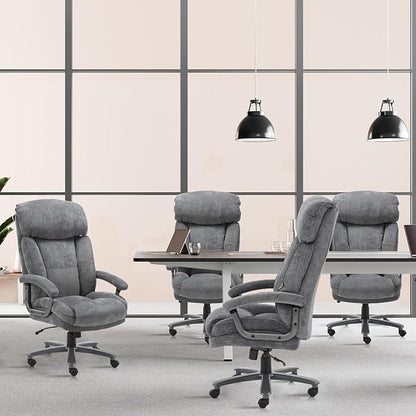 CLATINA Big and Tall Executive Office Chair, Extra Wide Seat, 800 LBS Capacity Heavy Duty Ergonomic Cloth Desk Chair with Wheels and Padded Armrests, High Back Fabric Computer Task Chair, Grey