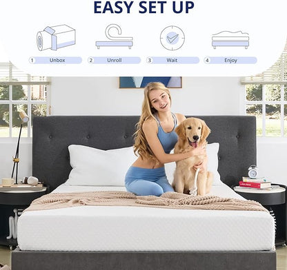 Twin XL Mattress 10 Inch Green Tea Memory Foam Mattress for Cool Sleep & Pressure Relief, Medium Feel, Fiberglass Free, Bed in a Box, Removable Washable Cover, CertiPUR-US Certified