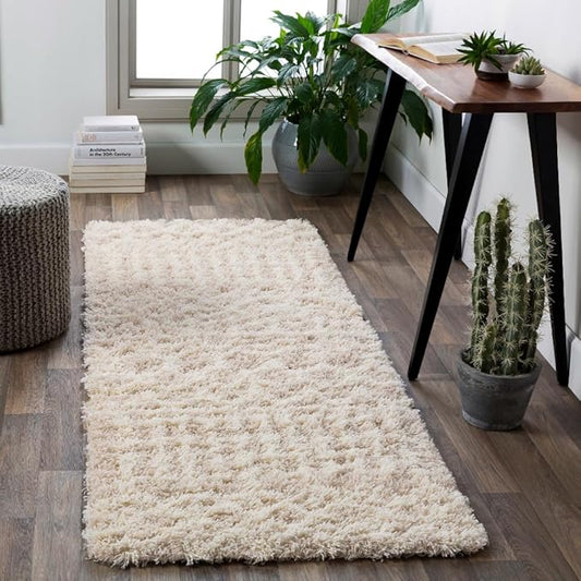Livabliss Hapsburg Moroccan Shag Runner Area Rug,2'7" x 16',Beige