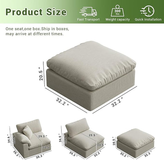 Oversize Cloud Modular Sectional Sofa,Chaise Down Filled Comfort Sofa Detachable Couch Cushion Covers for Living Room Apartment