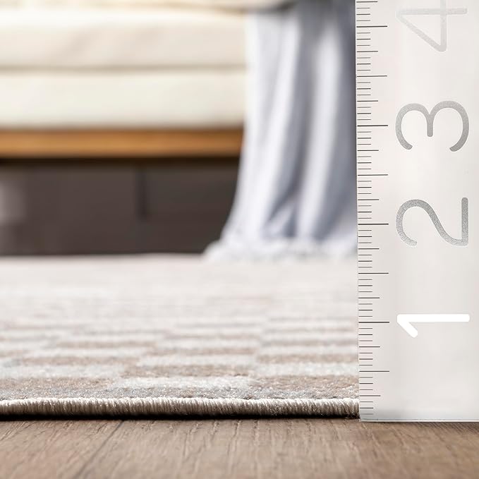 nuLOOM 2'6" x 10' Machine Washable Stain-Resistant Area Rug Medium Profile for Living Room, Bedroom, and Dining Room, Nikita Beige