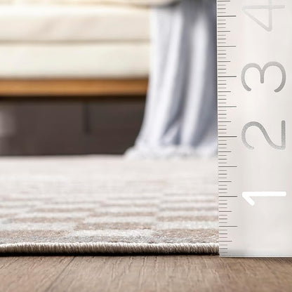 nuLOOM 2'8" x 8' Machine Washable Stain-Resistant Area Rug Medium Profile for Living Room, Bedroom, and Dining Room, Nikita Beige