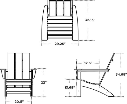POLYWOOD AD420BL Modern Adirondack Chair, Black