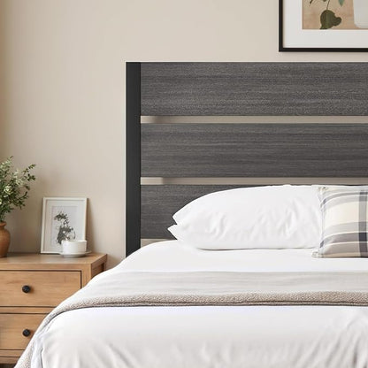 Queen Bed Frame with Headboard and Footboard, Metal Platform Bed Frame with Under Bed Storage, All-Metal Support System, No Box Spring Needed, Easy Assembly,Vintage Grey